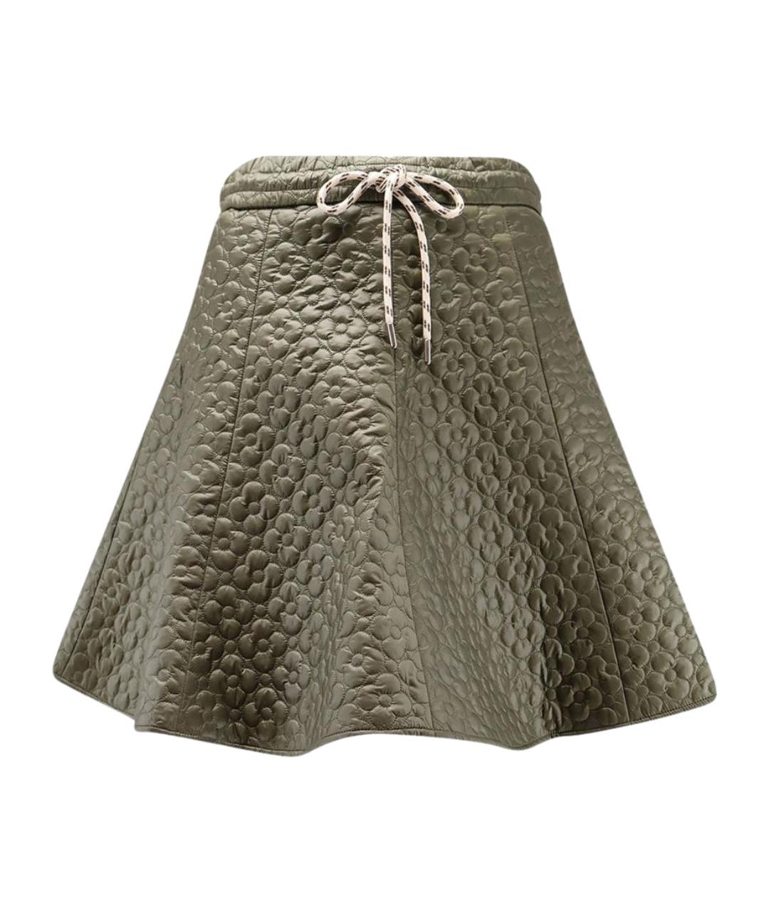 MONCLER Хаки полиамидовая юбка мини, фото 1