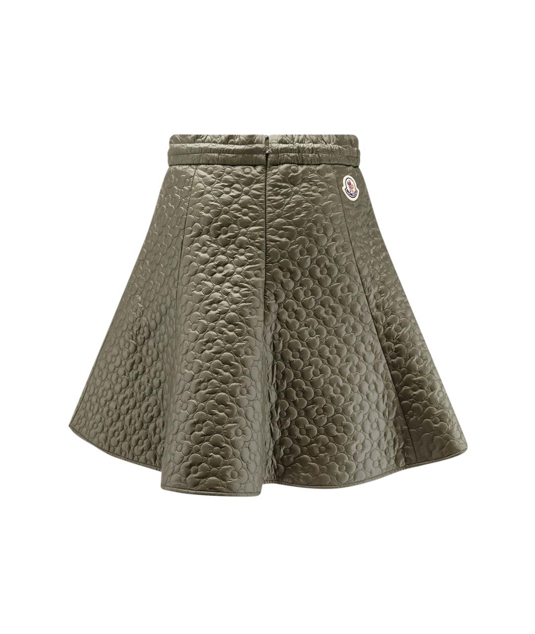MONCLER Хаки полиамидовая юбка мини, фото 2