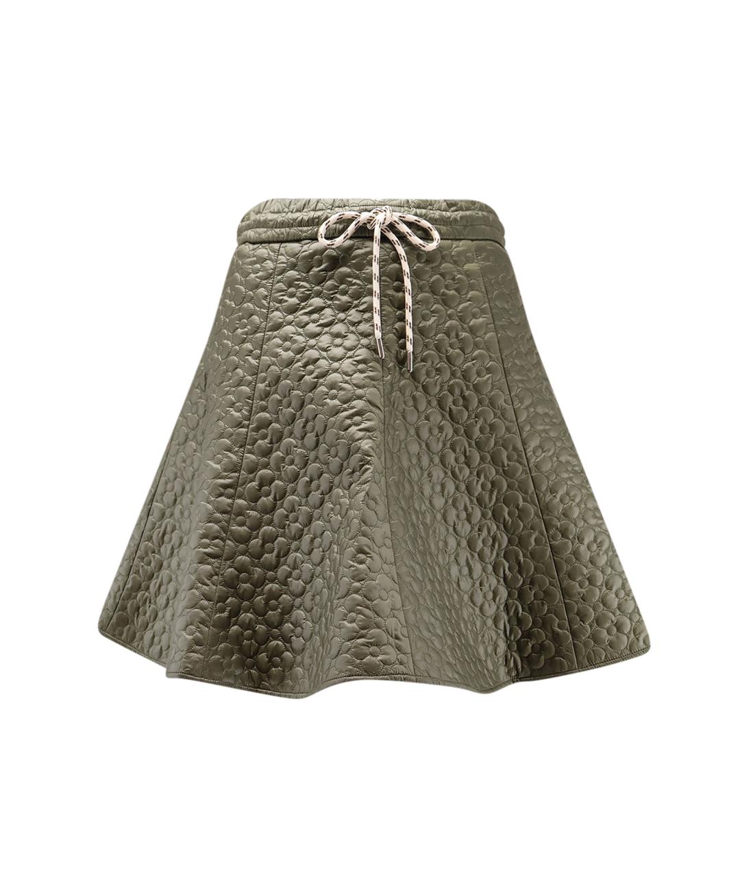 MONCLER Хаки полиамидовая юбка мини, фото 4