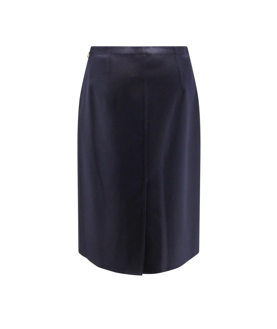 LORO PIANA Темно-синяя кашемировая юбка миди, фото 2