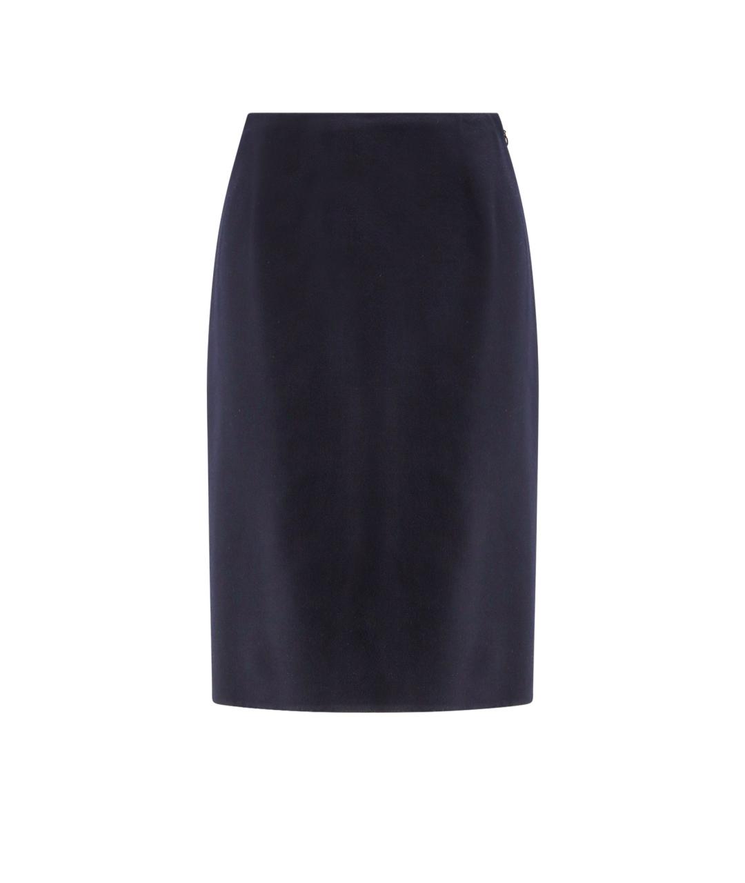 LORO PIANA Темно-синяя кашемировая юбка миди, фото 1