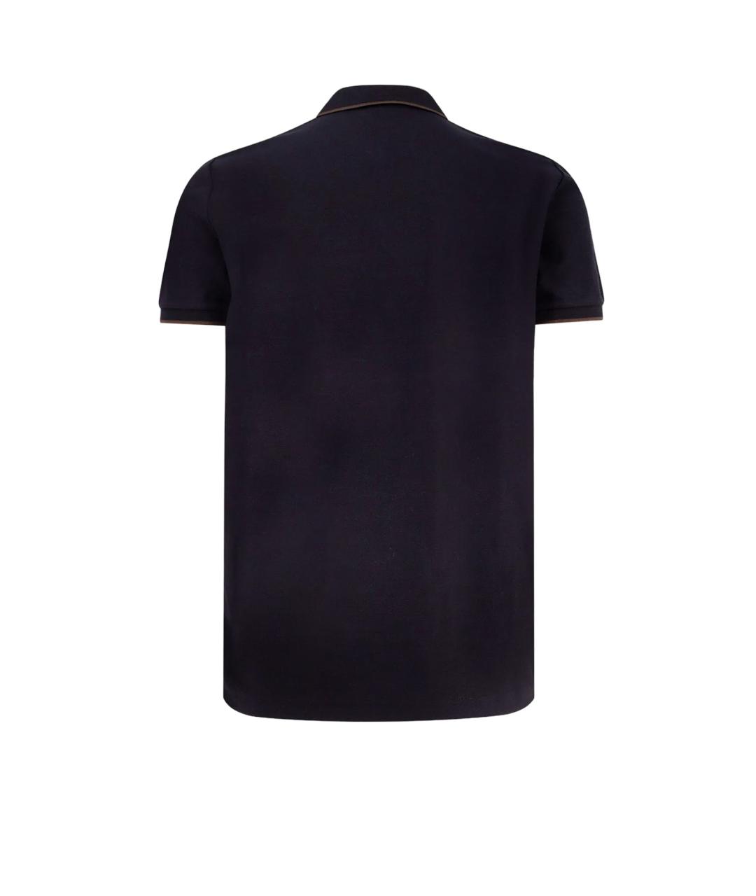 LORO PIANA Темно-синее хлопковое поло с коротким рукавом, фото 2