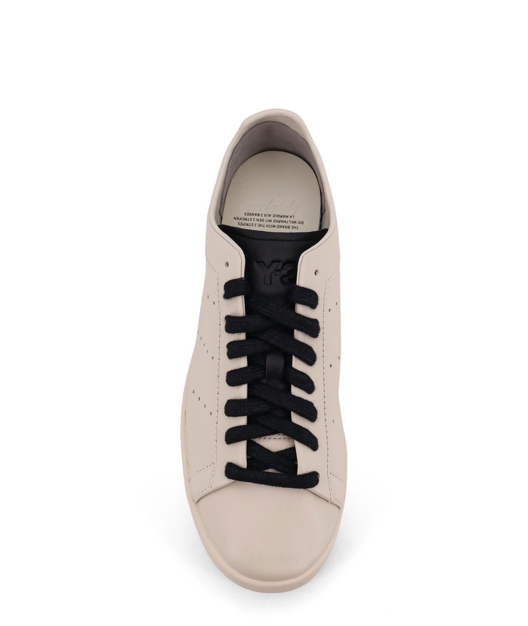 Y-3 Бежевые кожаные низкие кроссовки / кеды, фото 5