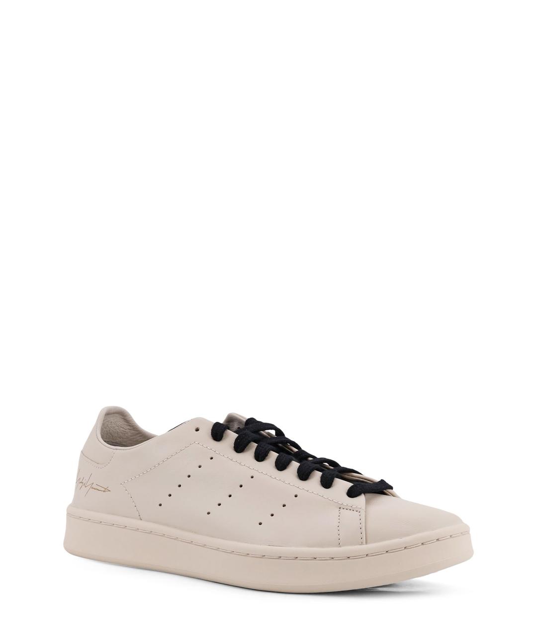 Y-3 Бежевые кожаные низкие кроссовки / кеды, фото 2