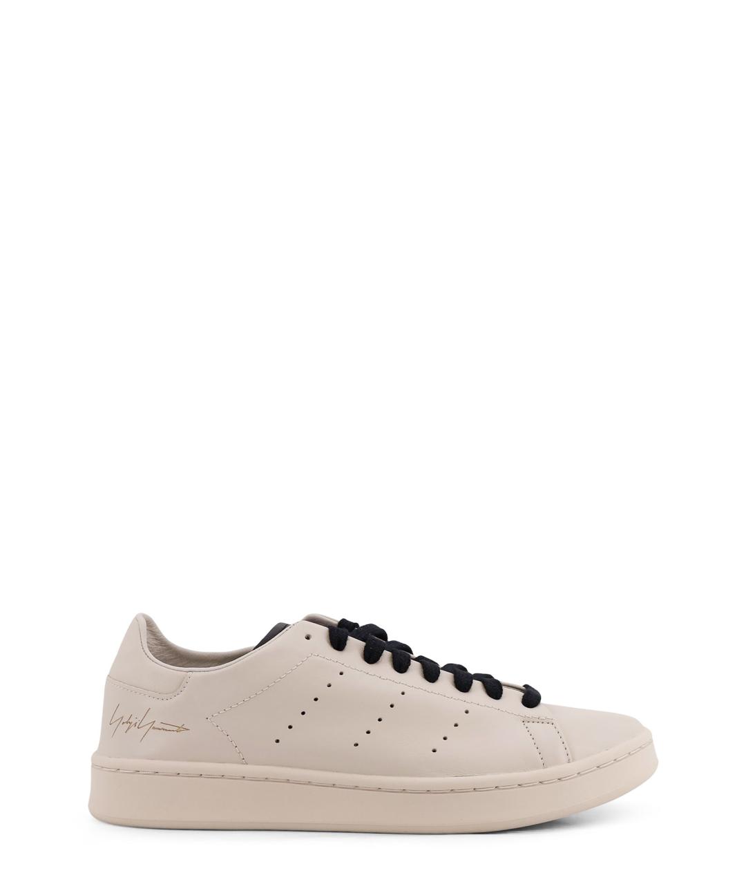 Y-3 Бежевые кожаные низкие кроссовки / кеды, фото 1