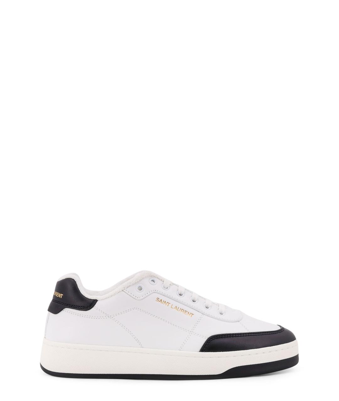 SAINT LAURENT Белые кожаные низкие кроссовки / кеды, фото 1