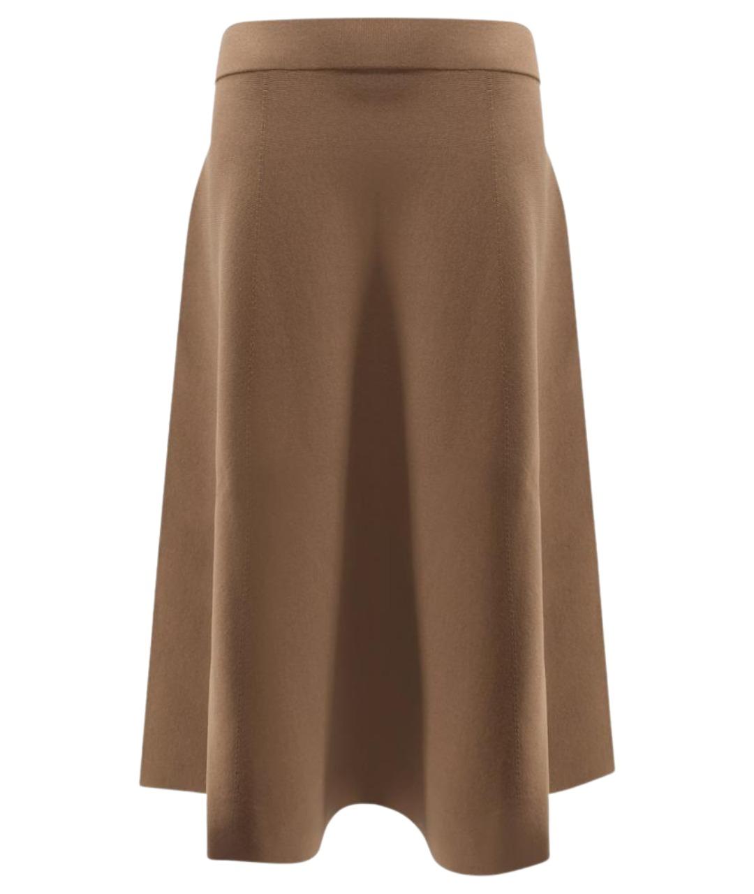 MAX MARA Коричневая вискозная юбка миди, фото 1