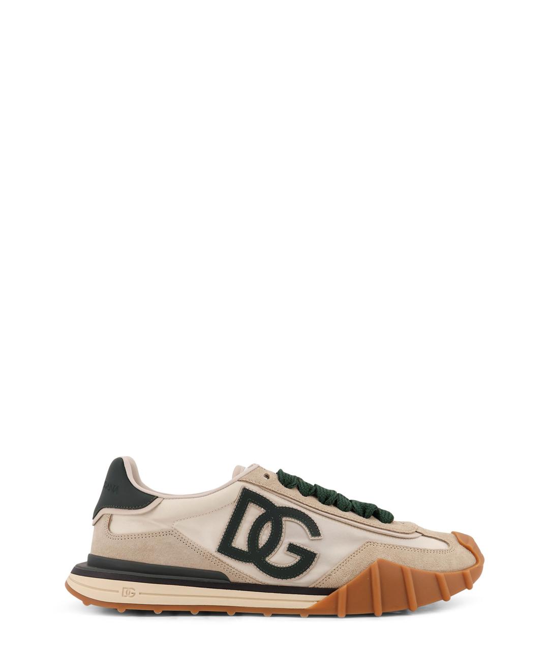 DOLCE&GABBANA Бежевые текстильные низкие кроссовки / кеды, фото 1