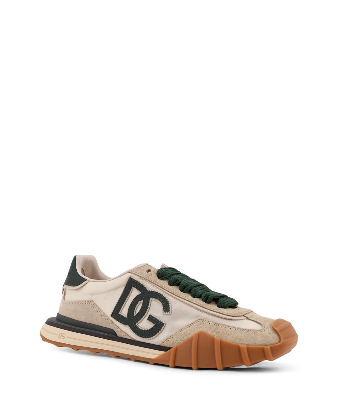 DOLCE&GABBANA Бежевые текстильные низкие кроссовки / кеды, фото 2