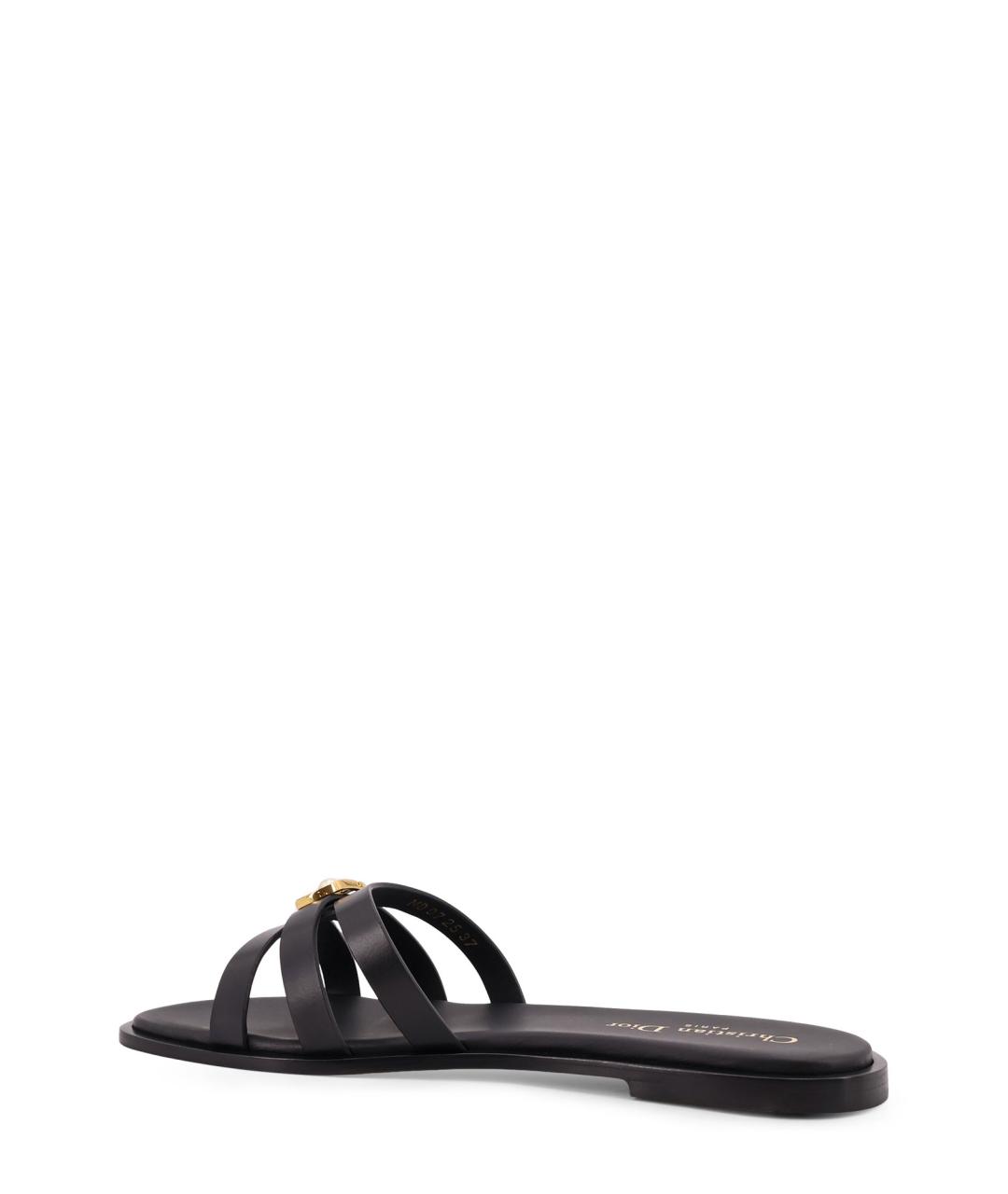 CHRISTIAN DIOR Черные кожаные шлепанцы, фото 3