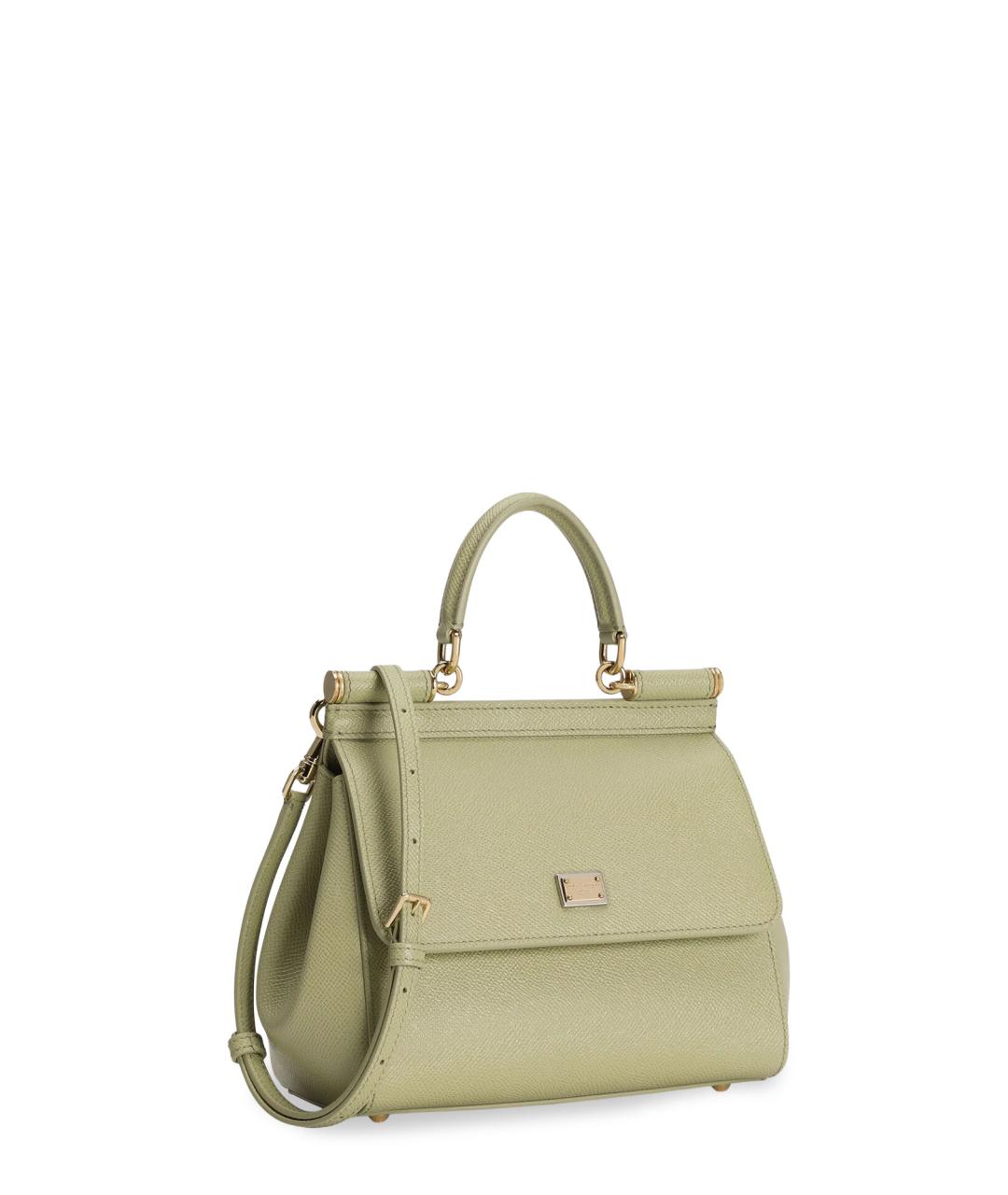 DOLCE&GABBANA Зеленая кожаная сумка тоут, фото 3