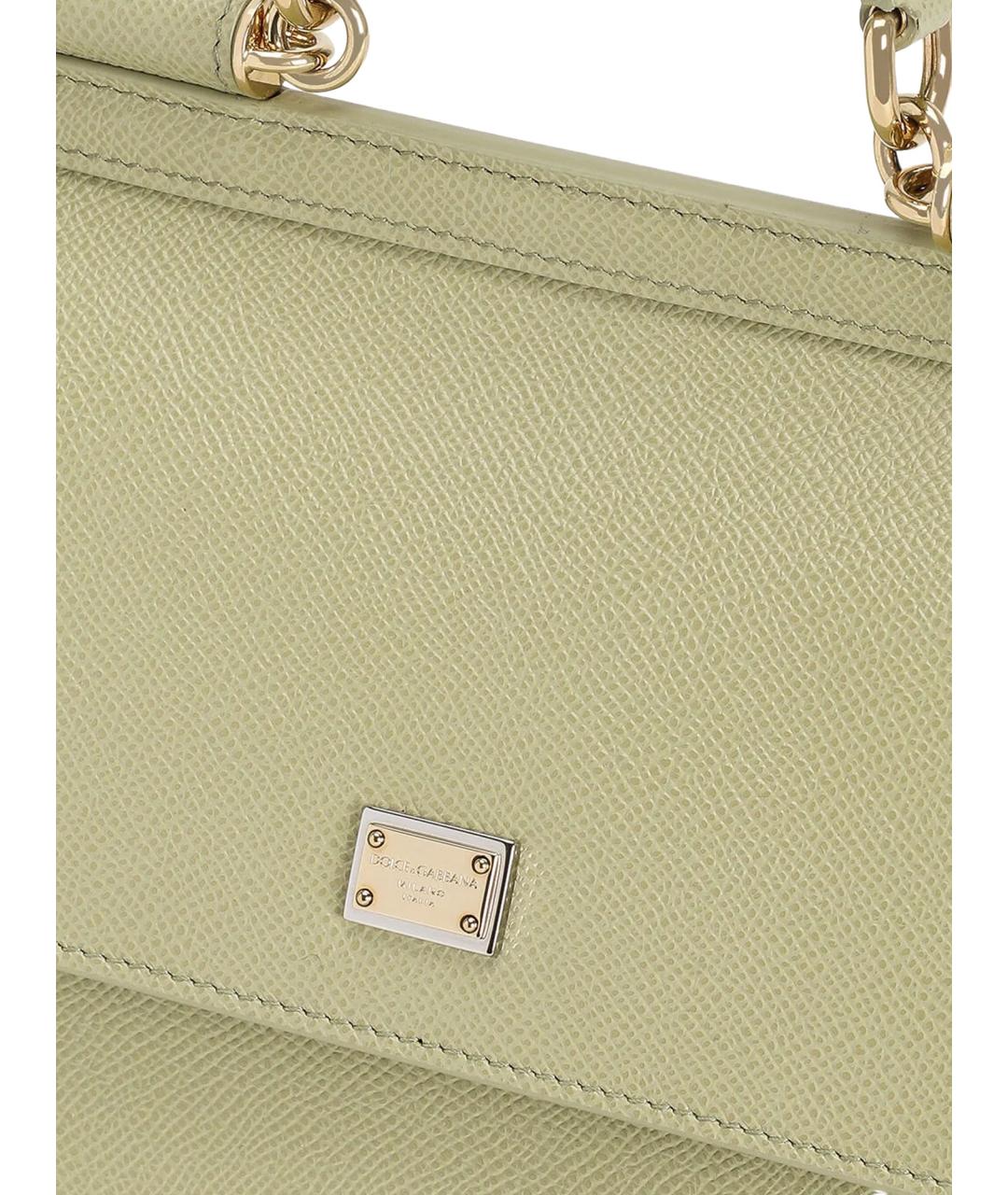 DOLCE&GABBANA Зеленая кожаная сумка тоут, фото 5