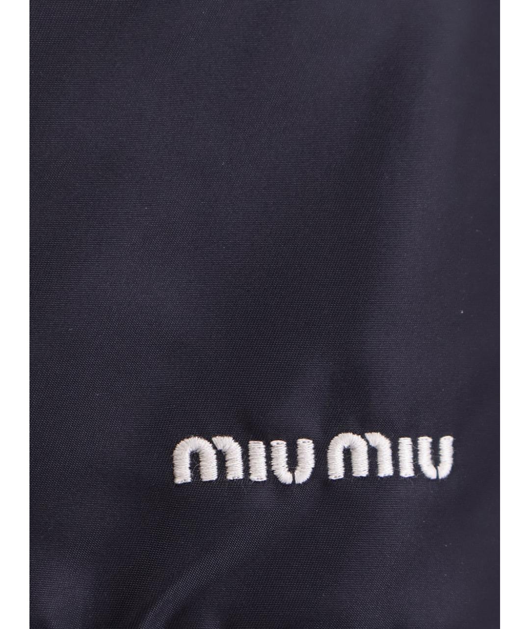 MIU MIU Темно-синяя полиамидовая юбка мини, фото 3