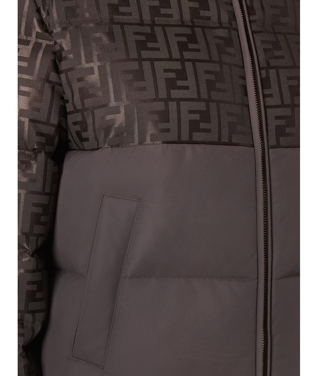 FENDI Коричневый полиэстеровый пуховик, фото 3
