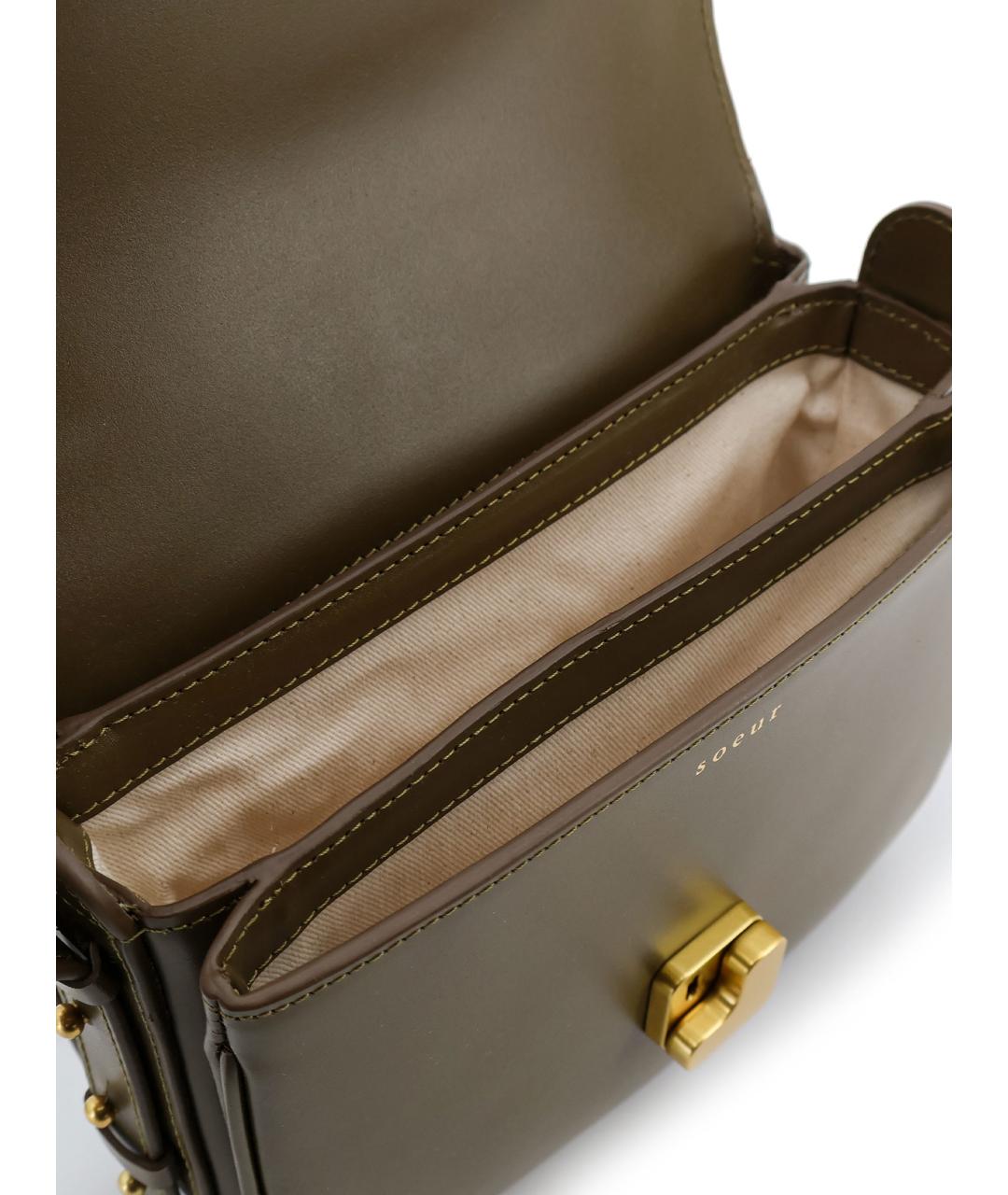 SOEUR Хаки кожаная сумка через плечо, фото 4