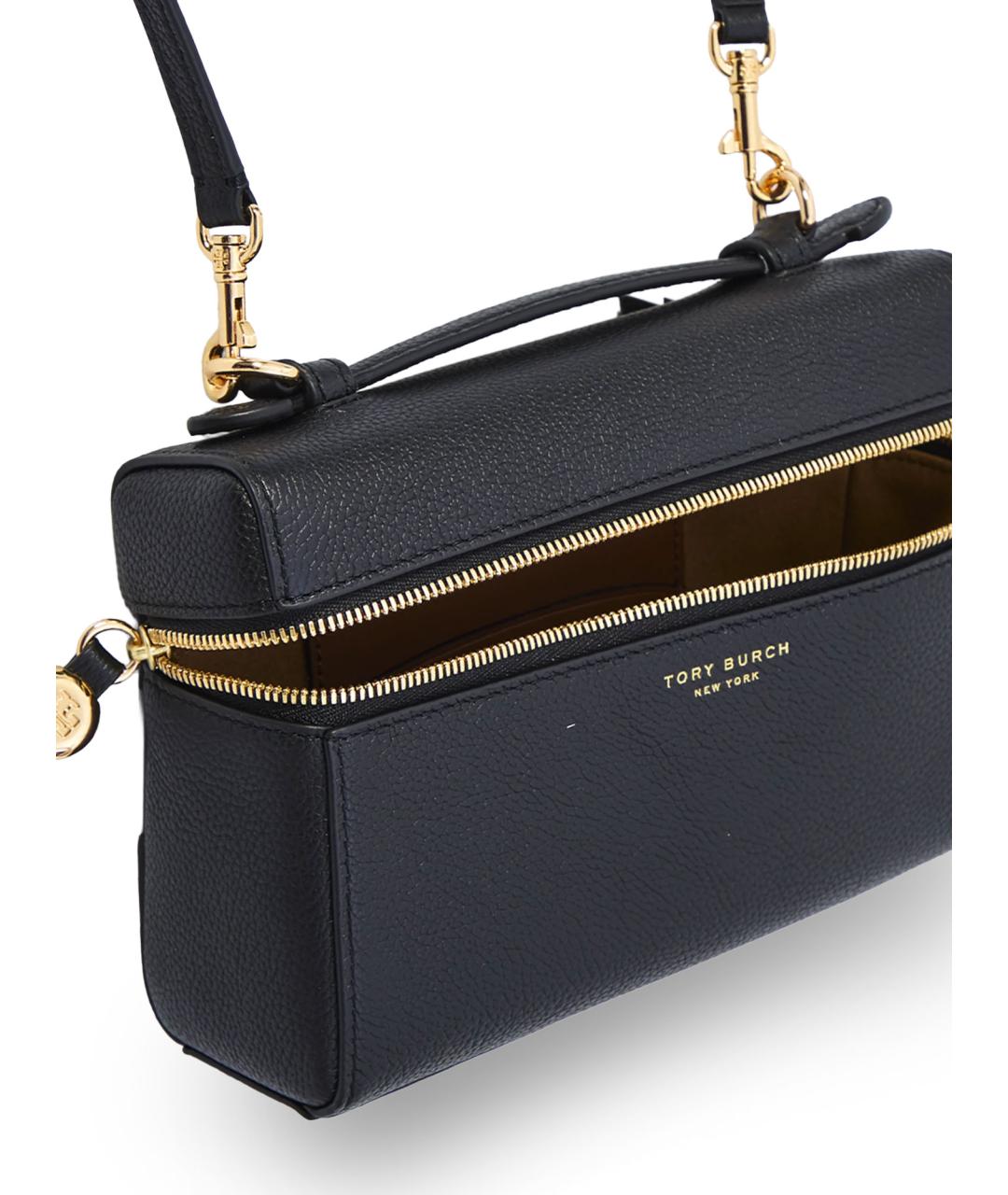 TORY BURCH Черная кожаная сумка с короткими ручками, фото 4