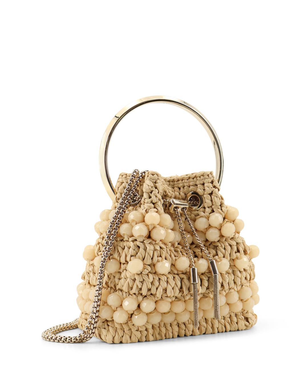JIMMY CHOO Бежевая пелетеная сумка через плечо, фото 3