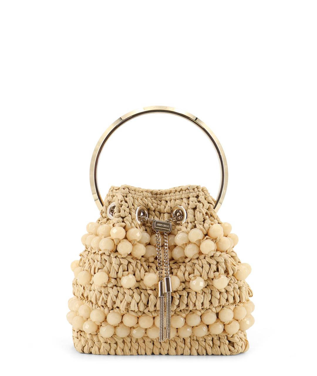 JIMMY CHOO Бежевая пелетеная сумка через плечо, фото 1