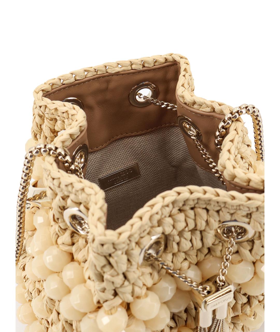 JIMMY CHOO Бежевая пелетеная сумка через плечо, фото 4