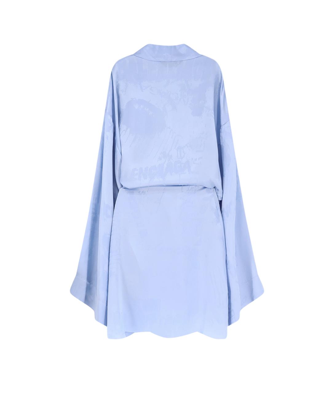 BALENCIAGA Голубое шерстяное коктейльное платье, фото 2