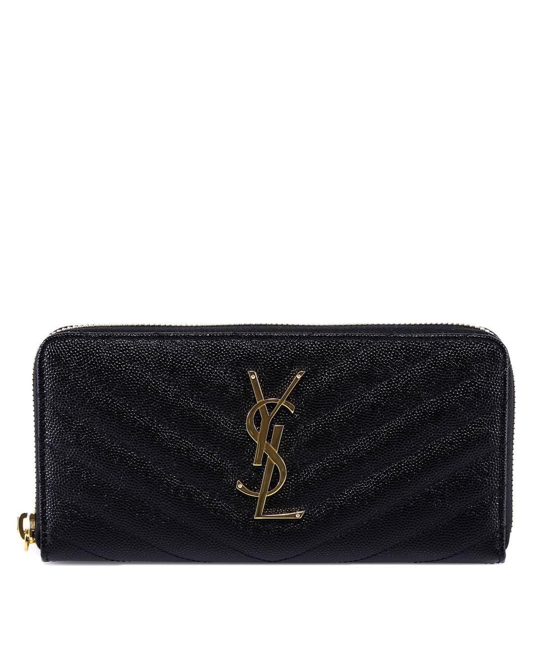 SAINT LAURENT Черный кожаный кошелек, фото 1