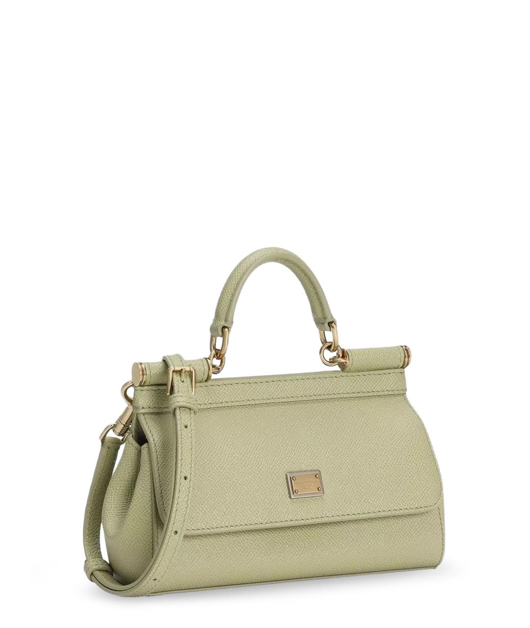 DOLCE&GABBANA Зеленая кожаная сумка тоут, фото 3