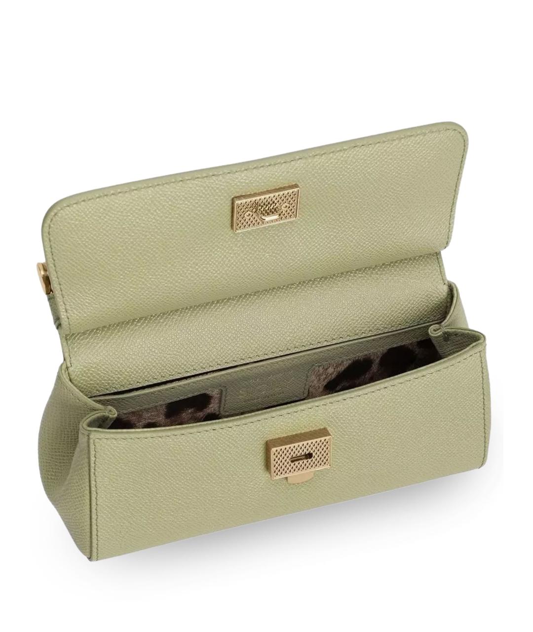 DOLCE&GABBANA Зеленая кожаная сумка тоут, фото 4