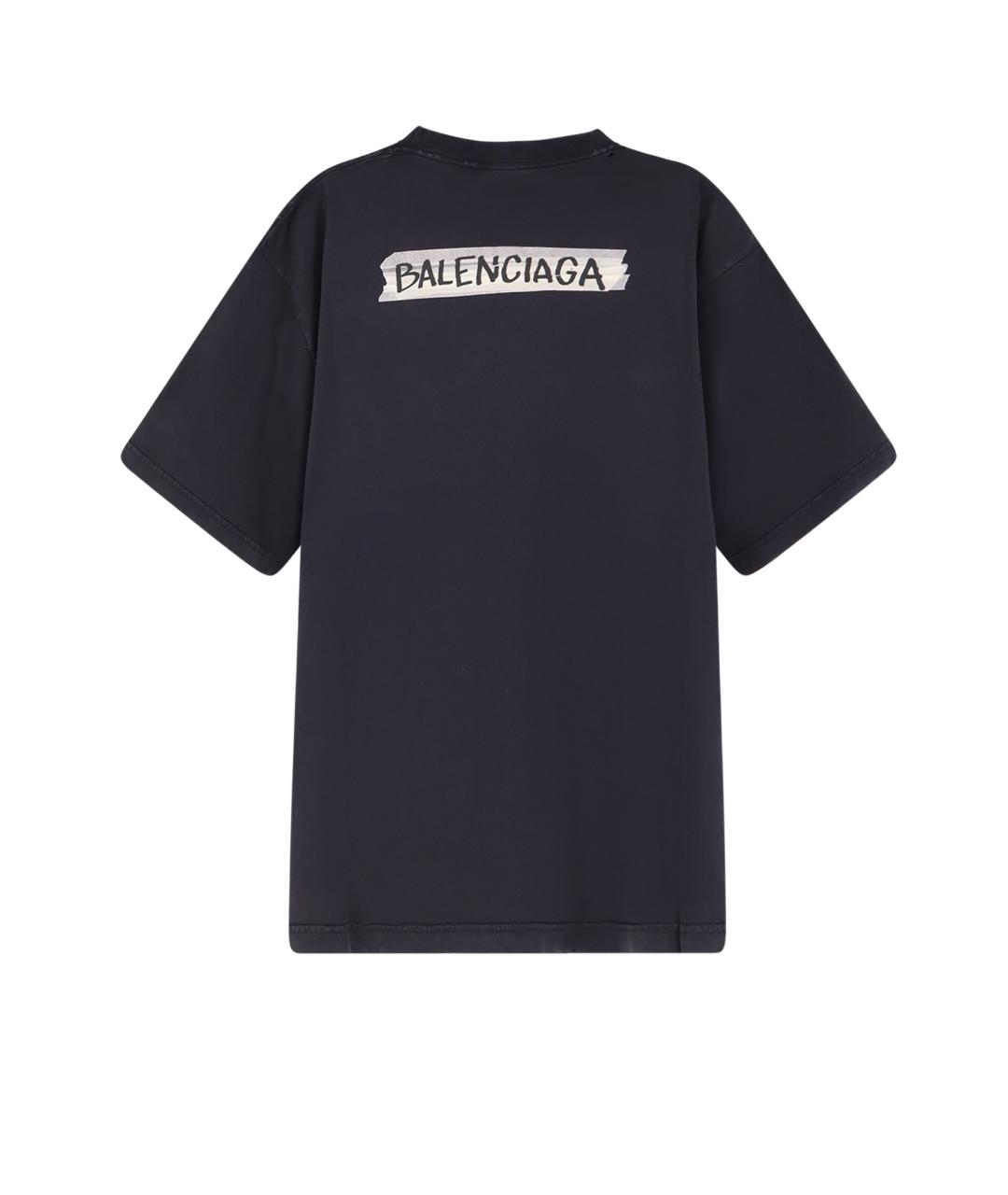 BALENCIAGA Черная хлопковая футболка, фото 2