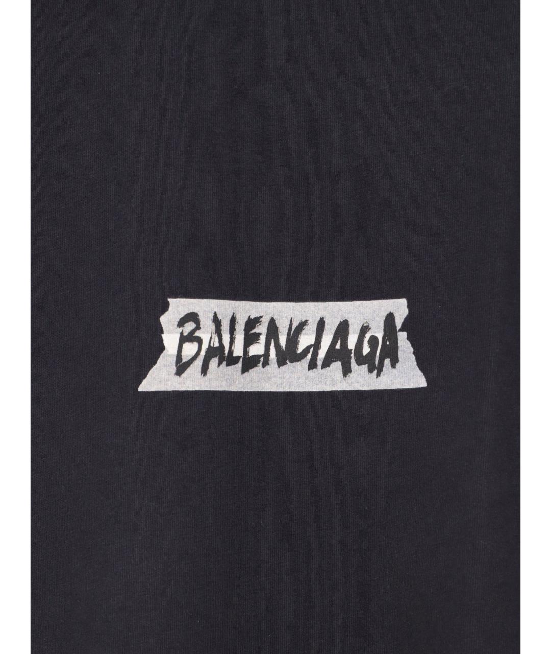 BALENCIAGA Черная хлопковая футболка, фото 3