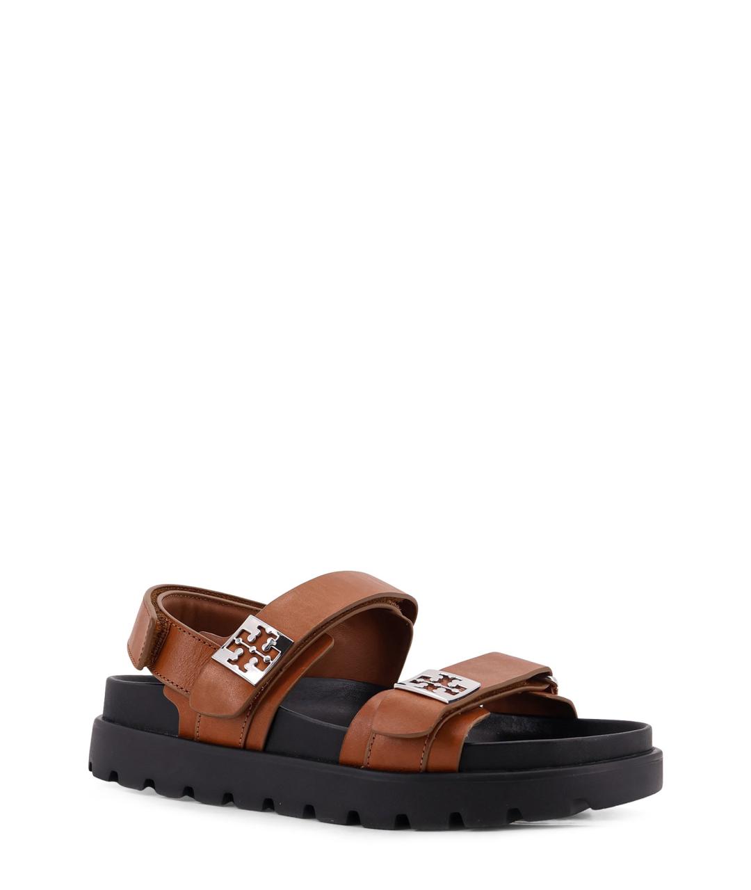 TORY BURCH Коричневые кожаные босоножки, фото 2