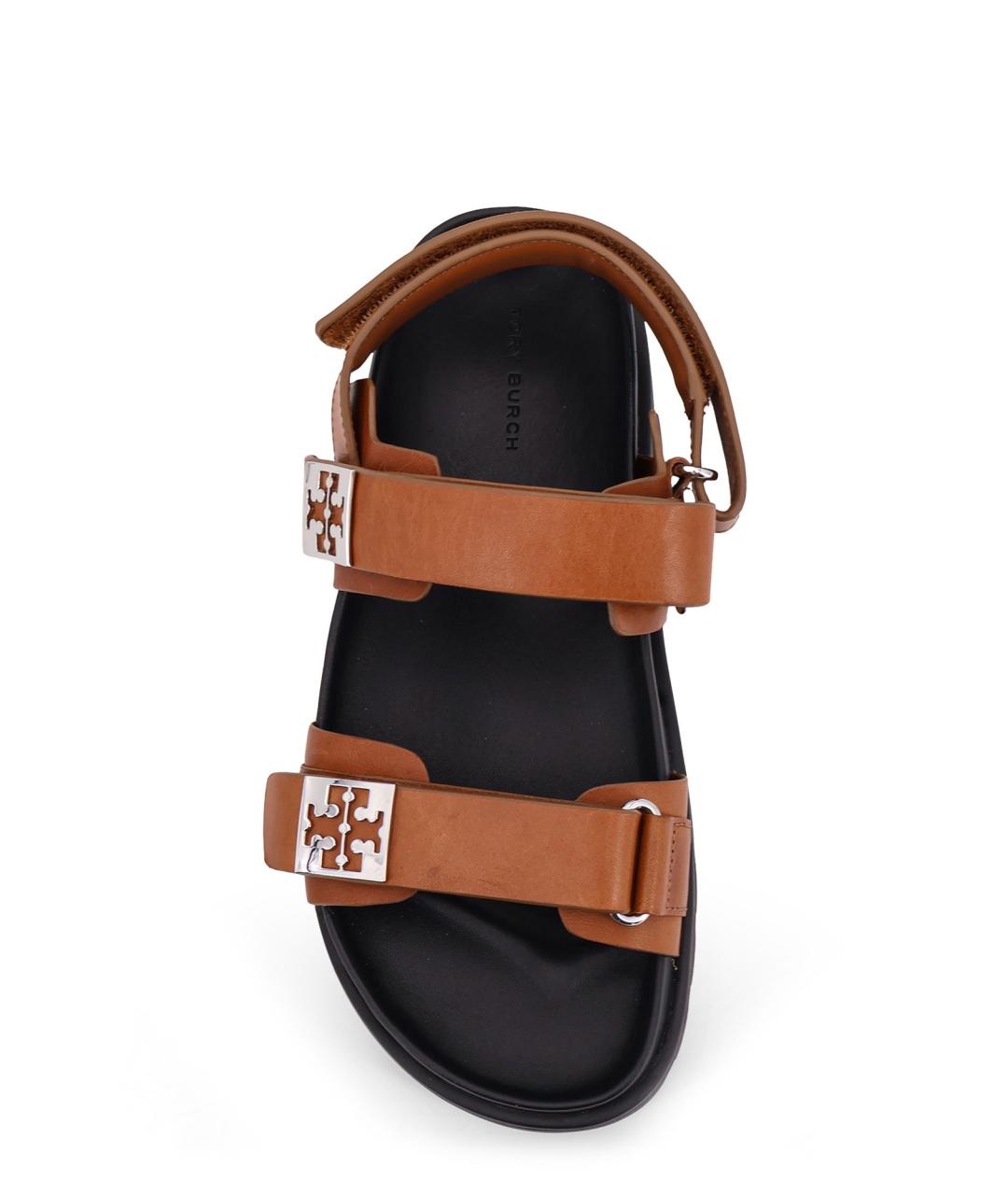 TORY BURCH Коричневые кожаные босоножки, фото 5