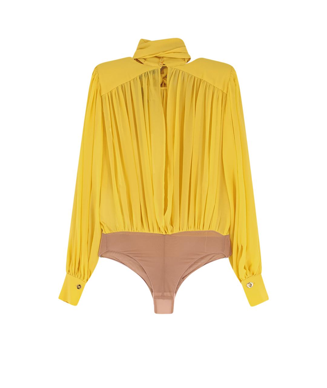 ELISABETTA FRANCHI Желтое шелковое боди, фото 2