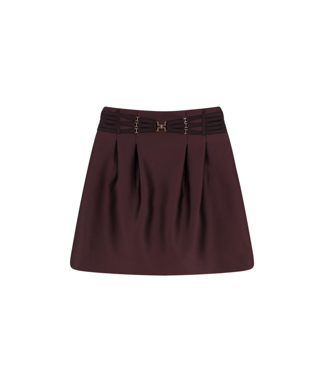 ELISABETTA FRANCHI Коричневая полиэстеровая юбка мини, фото 4