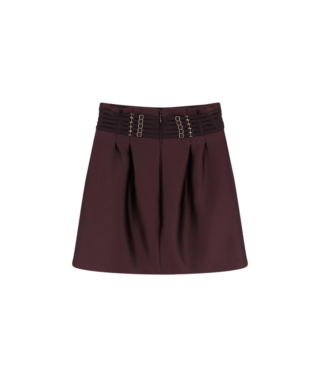 ELISABETTA FRANCHI Коричневая полиэстеровая юбка мини, фото 2