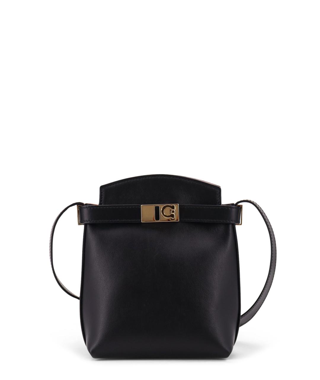 FERRAGAMO Черная кожаная сумка через плечо, фото 1