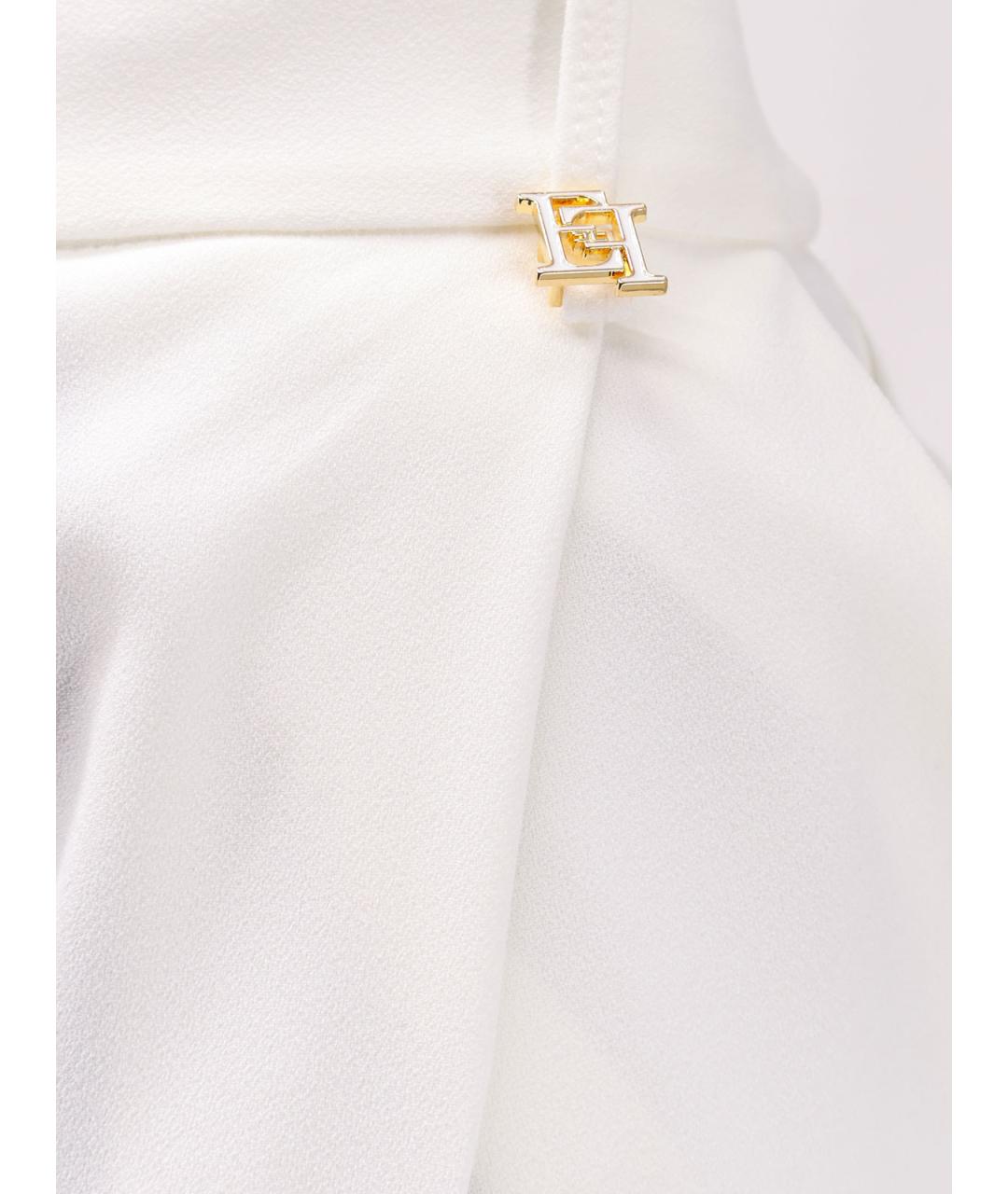 ELISABETTA FRANCHI Белые полиэстеровые прямые брюки, фото 3