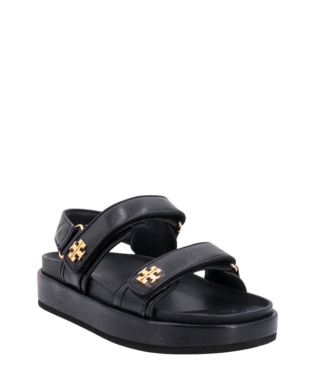 TORY BURCH Черные кожаные босоножки, фото 2