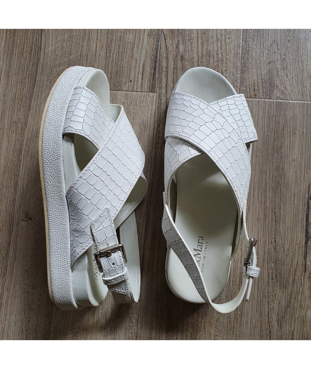MAX MARA Белые кожаные сандалии, фото 5