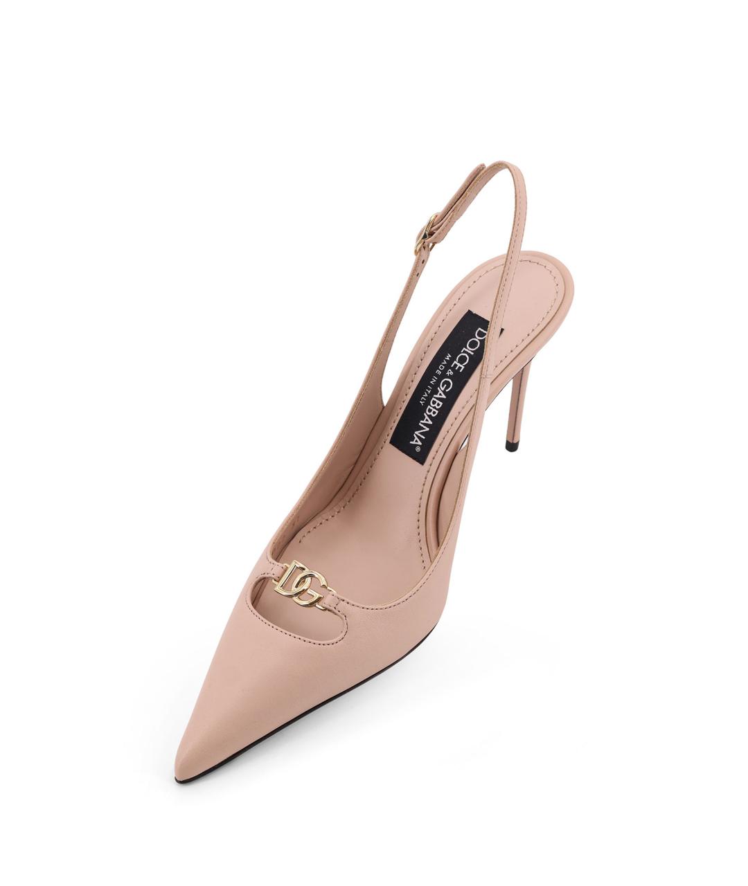 DOLCE&GABBANA Бежевые кожаные туфли, фото 4