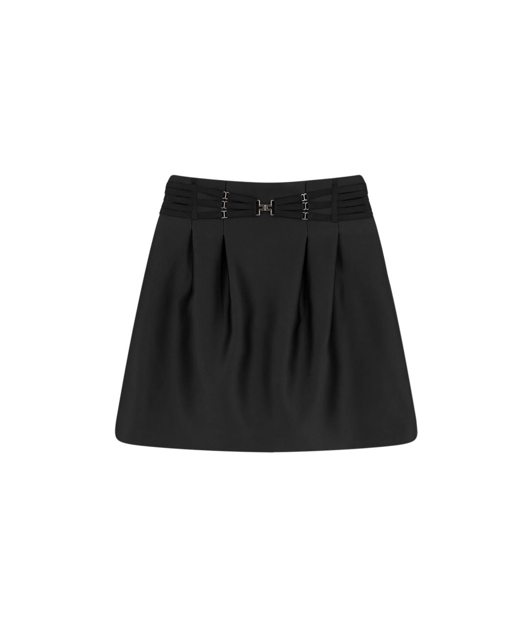 ELISABETTA FRANCHI Черная полиэстеровая юбка мини, фото 4