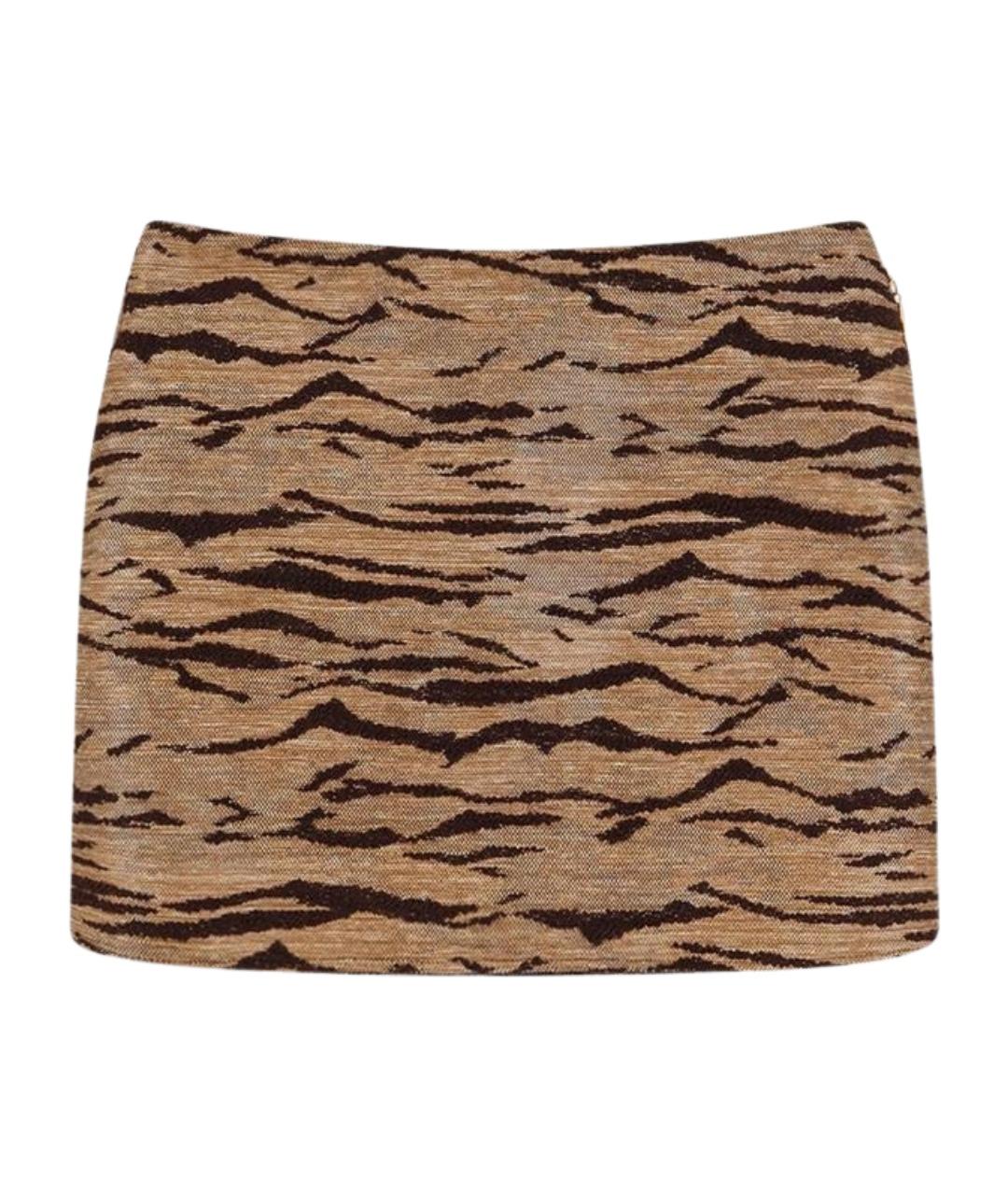 ELISABETTA FRANCHI Коричневая полиэстеровая юбка мини, фото 1