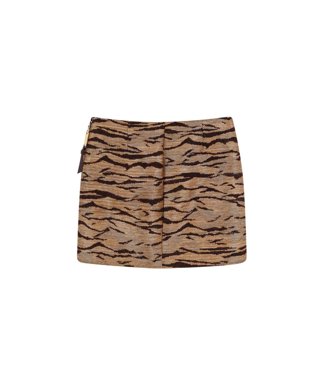 ELISABETTA FRANCHI Коричневая полиэстеровая юбка мини, фото 2