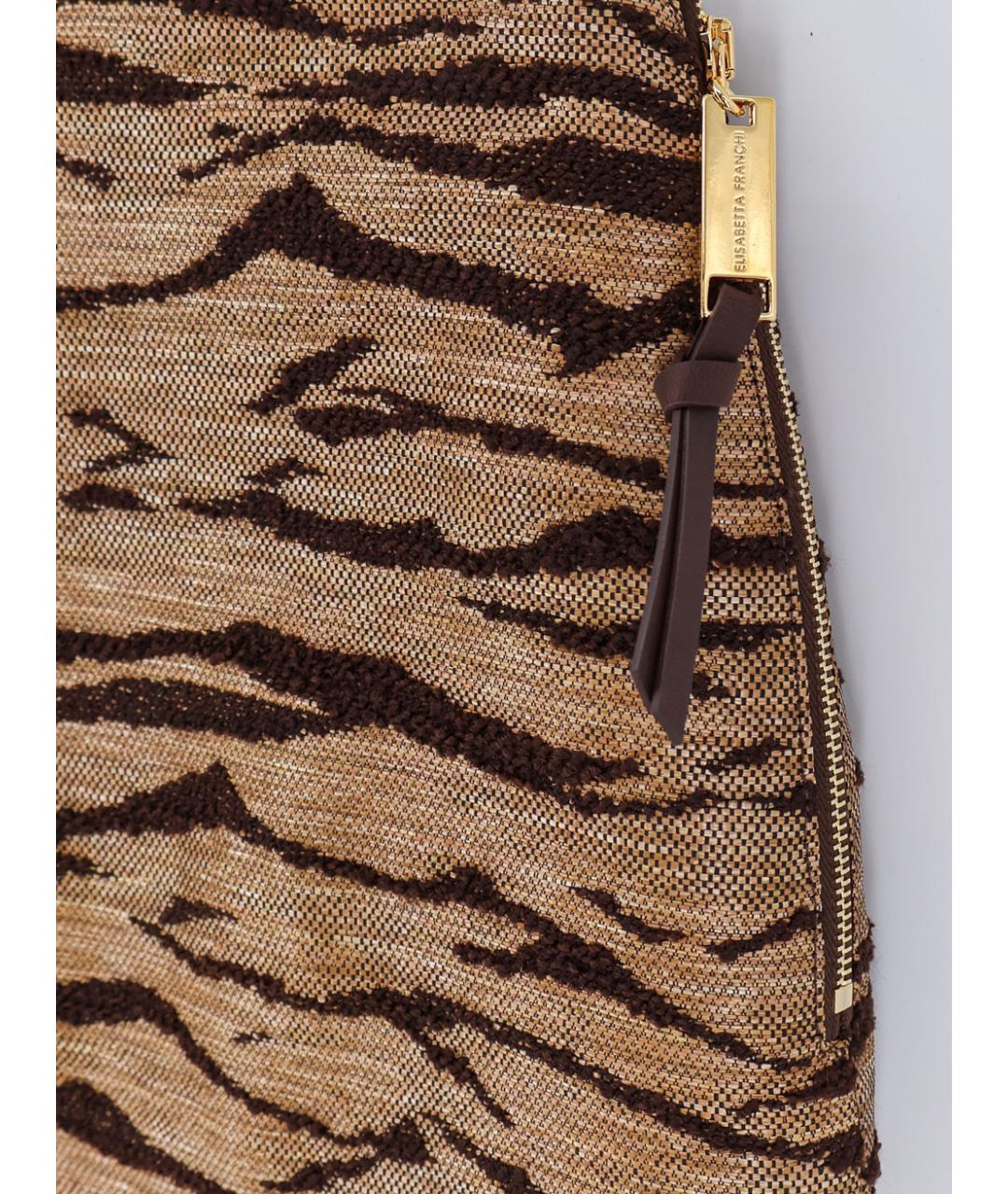 ELISABETTA FRANCHI Коричневая полиэстеровая юбка мини, фото 3