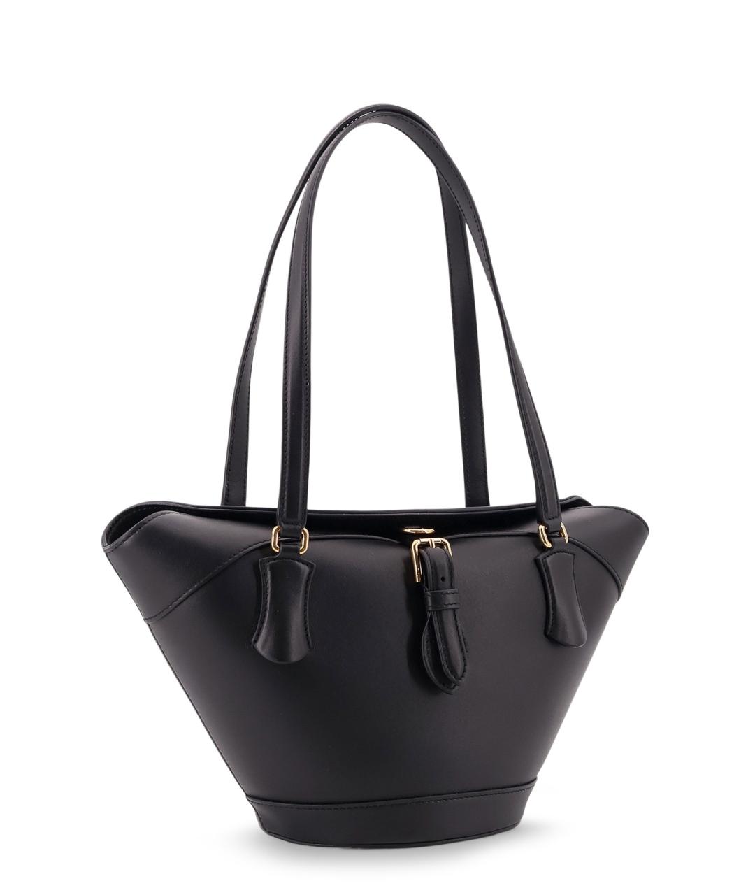 DOLCE&GABBANA Черная кожаная сумка тоут, фото 3