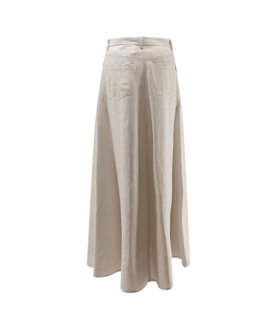 ALYSI Бежевая льняная юбка макси, фото 2