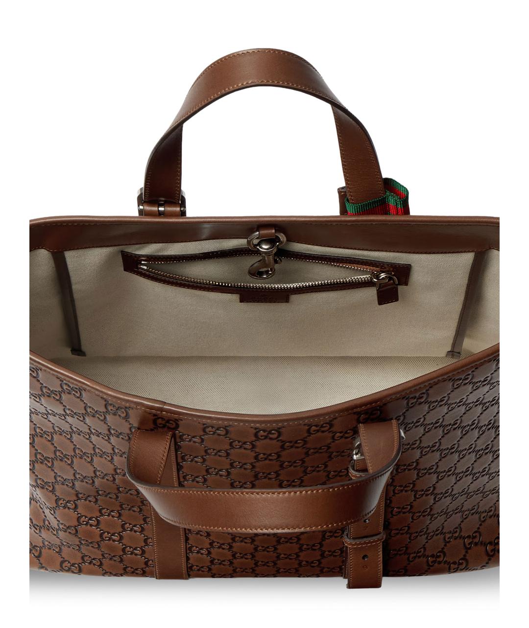 GUCCI Коричневая кожаная сумка тоут, фото 4