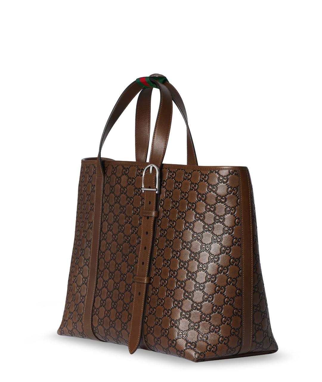 GUCCI Коричневая кожаная сумка тоут, фото 3