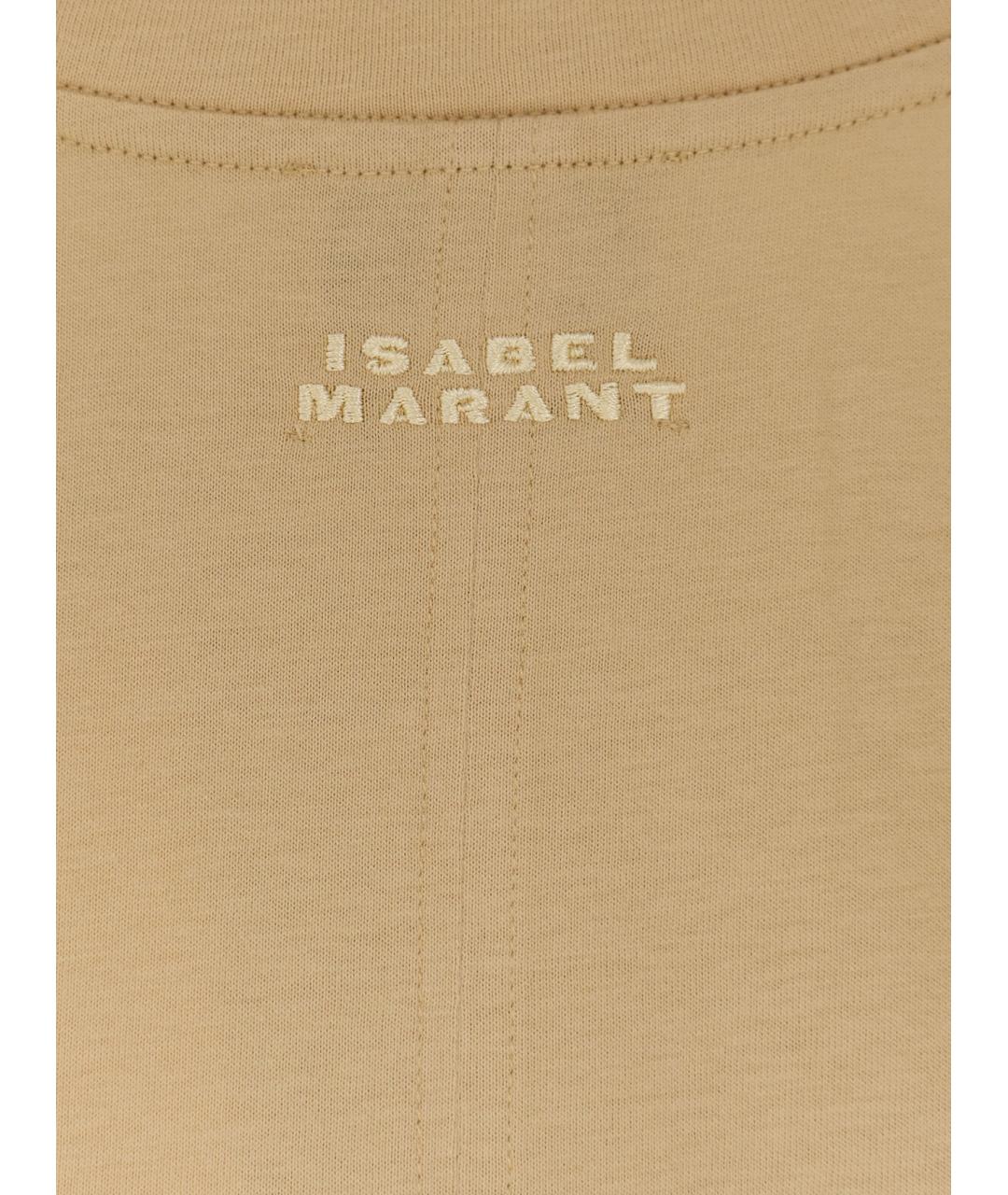 ISABEL MARANT Бежевая хлопковая футболка, фото 3