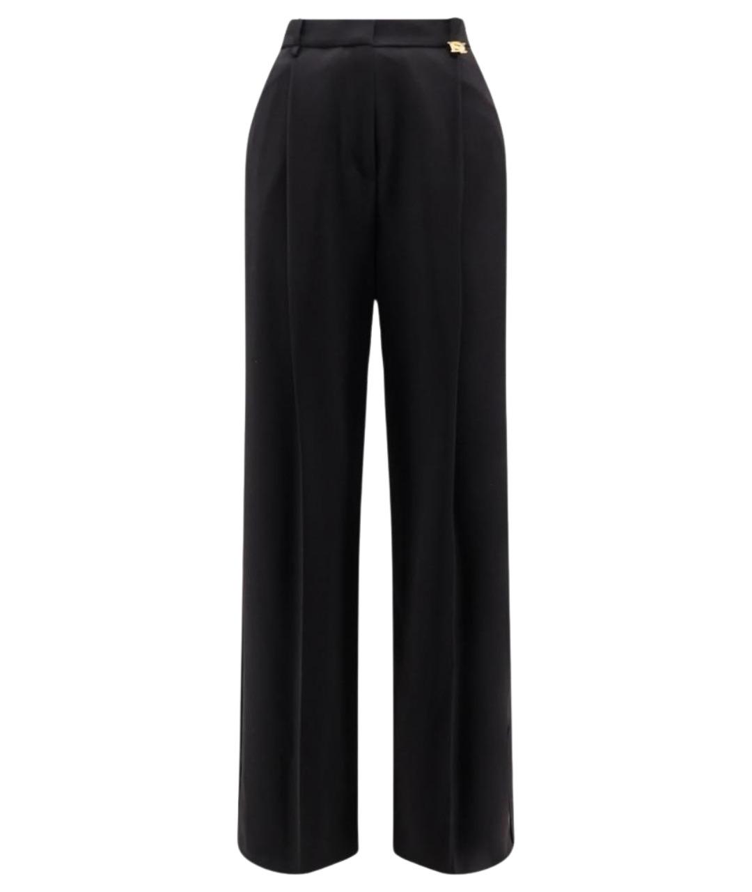 ELISABETTA FRANCHI Черные полиэстеровые прямые брюки, фото 1