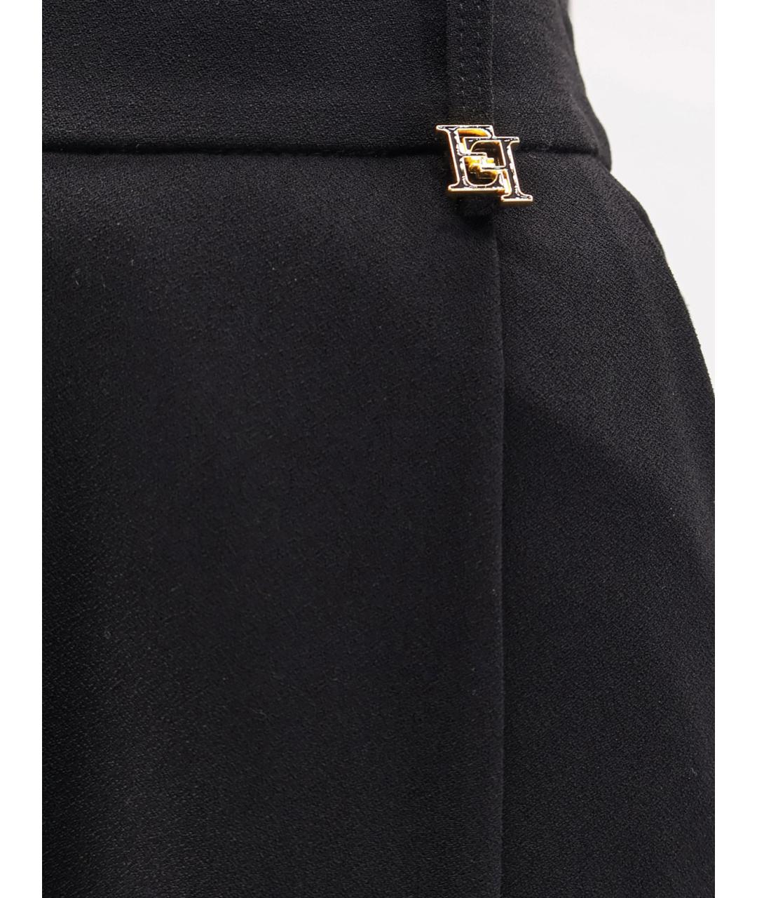 ELISABETTA FRANCHI Черные полиэстеровые прямые брюки, фото 3